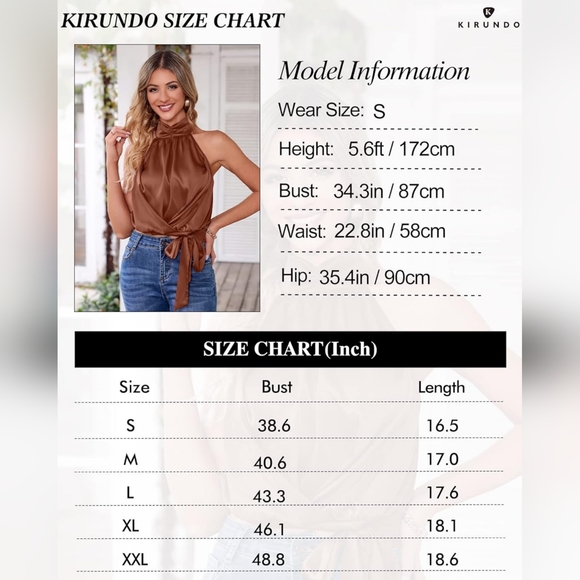 NWT Kirundo Sky Blue Satin Silk Crop Halter Sleeveless Tie Blouse Top Shirt M - Picture 8 of 11